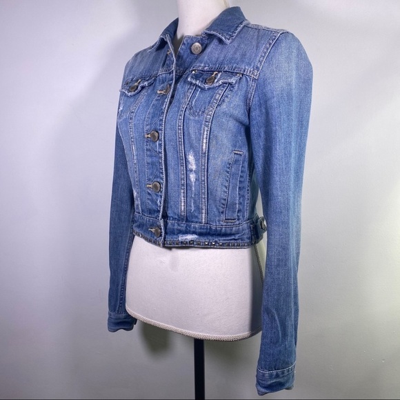 AMERICAN Eagle Studded Distressed Denim Jacket - Picture 5 of 14